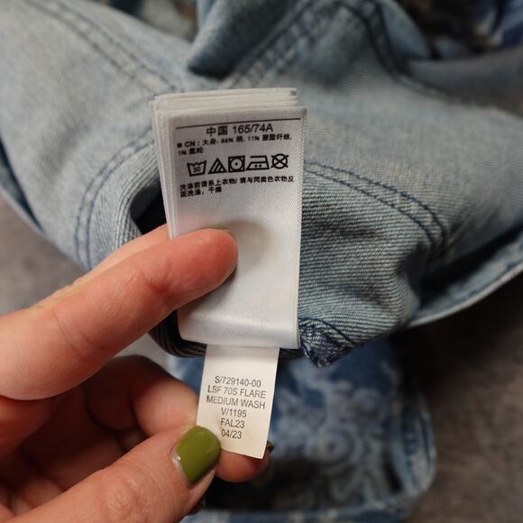 Love Shack Fancy Gap Jeans Womens 8R 29 70s Flare High Rise Floral Denim Blue - Picture 8 of 10